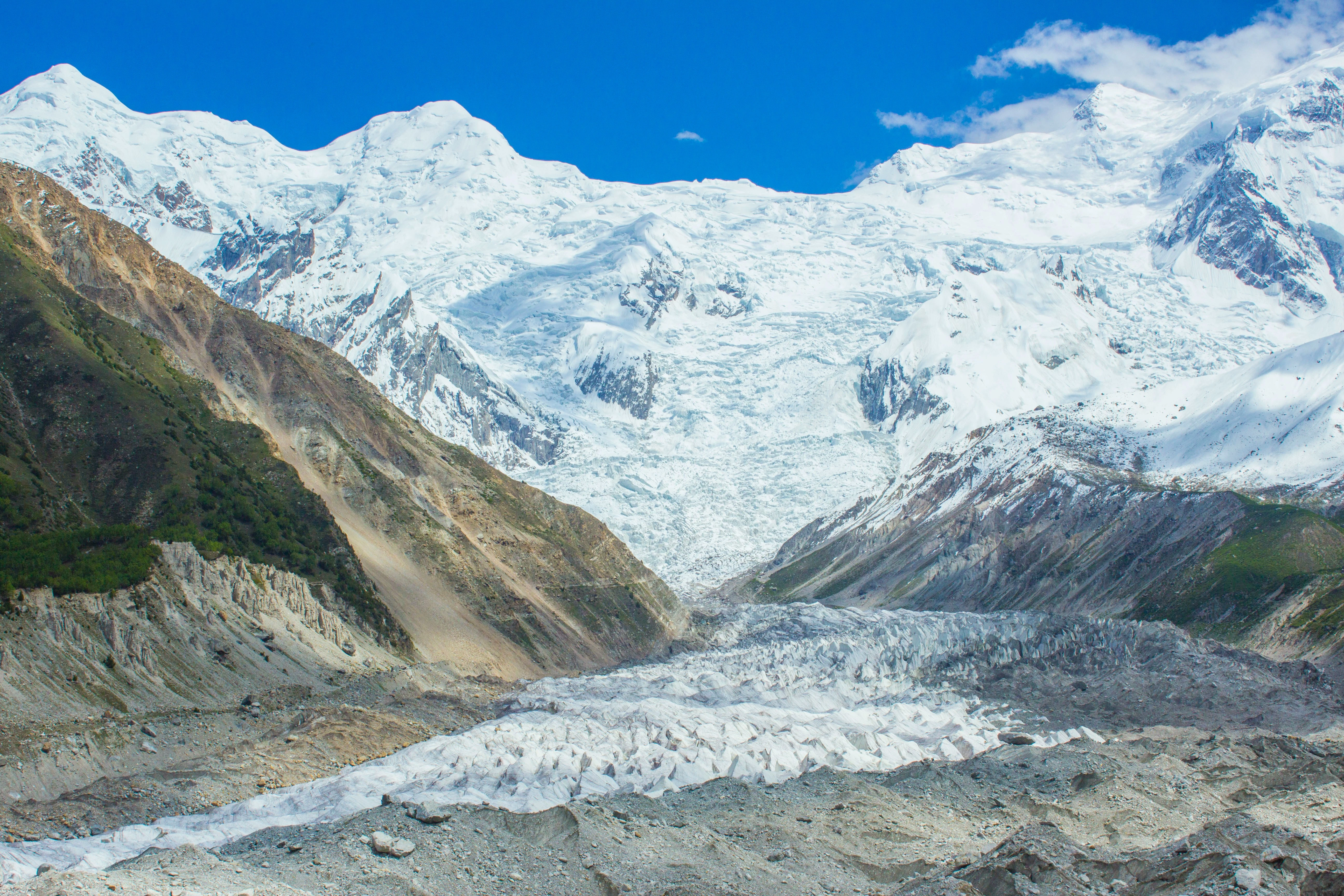 Nanga Parbat north face towering above Beyal Camp on the trek from Fairy Meadows